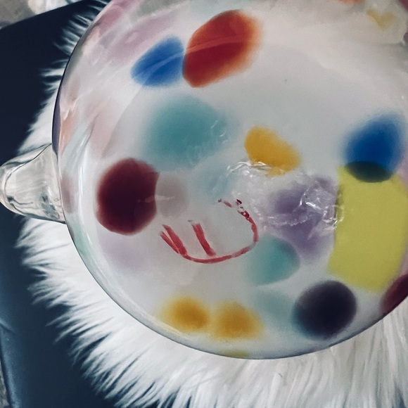 R. Foster hand blown glass confetti Art pitcher signed dated and has Pontil 14x8 - Picture 8 of 12